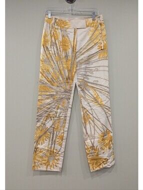 Brioni Sunflower Burst 100% Silk Ankle Pants Size 42 US 6